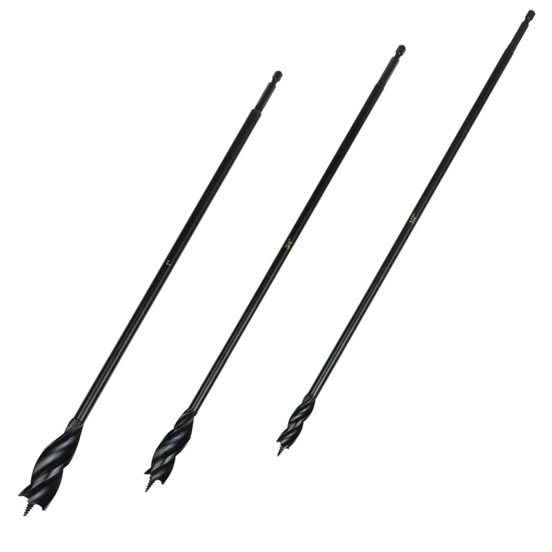 Greycore Tools 3-Piece 16 Inch 3-Flute Auger Bit, Wood Drill Bit for Hard and Soft Wood, 1/4    Quick Change Shank, Woodworking Auger Bits (16    Set 1/2   , 3/4   , 1   ) - Image 4
